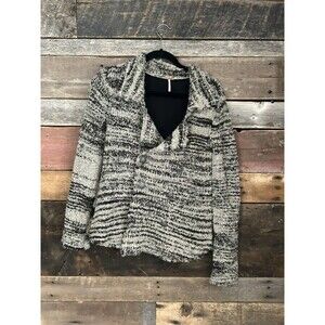 Free People Zebra Knit Blazer Double Breasted Chunky Sweater Size XS